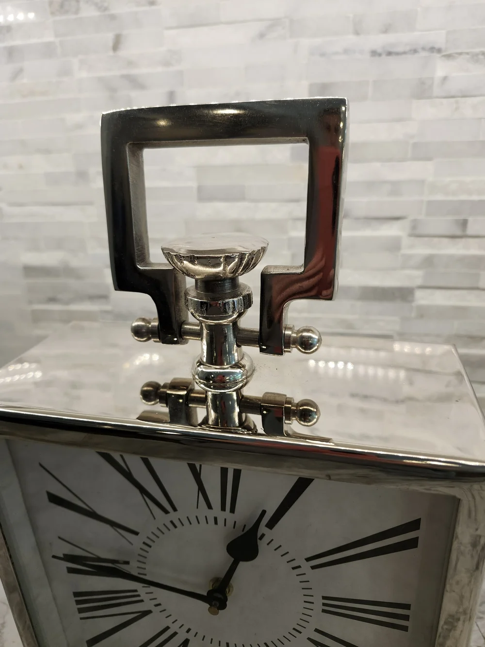 Modern Silver Roman Numeral Table Clock | RH Inspired Decor